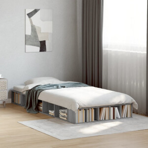 vidaXL Bedframe bewerkt hout grijs sonoma eikenkleurig 75x190 cm