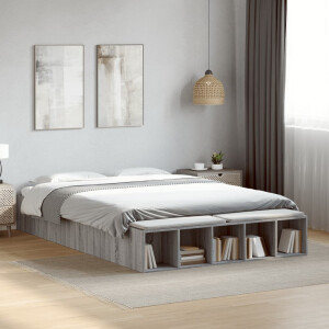 vidaXL Bedframe bewerkt hout grijs sonoma eikenkleurig 140x200 cm
