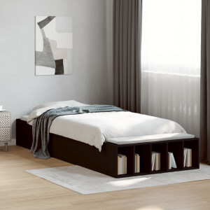 vidaXL Bedframe bewerkt hout zwart 100x200 cm