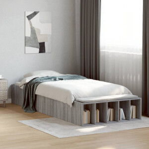 vidaXL Bedframe bewerkt hout grijs sonoma eikenkleurig 100x200 cm
