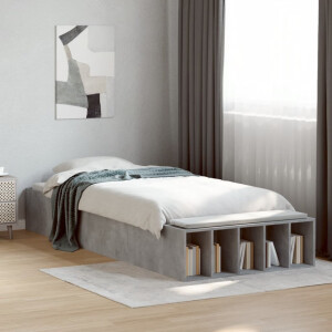 vidaXL Bedframe bewerkt hout betongrijs 90x190 cm