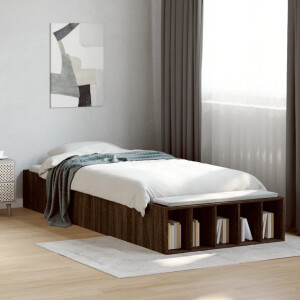 vidaXL Bedframe bewerkt hout bruin eikenkleur 75x190 cm