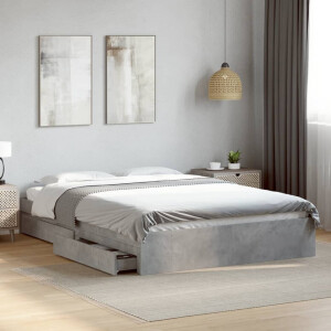 vidaXL Bedframe met lades bewerkt hout betongrijs 160x200 cm