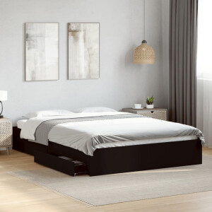 vidaXL Bedframe met lades bewerkt hout zwart 150x200 cm