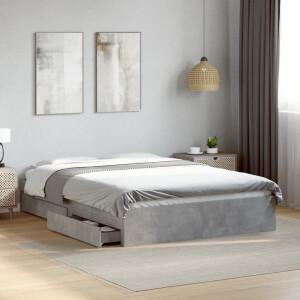 vidaXL Bedframe met lades bewerkt hout betongrijs 120x200 cm