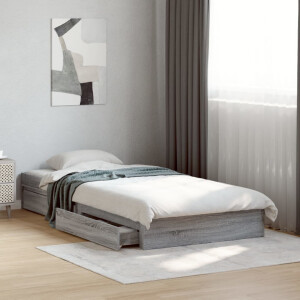 vidaXL Bedframe met lades bewerkt hout grijs sonoma eiken 100x200 cm