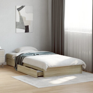 vidaXL Bedframe met lades bewerkt hout sonoma eikenkleurig 90x190 cm