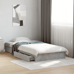 vidaXL Bedframe met lades bewerkt hout betongrijs 90x190 cm