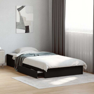 vidaXL Bedframe met lades bewerkt hout zwart 75x190 cm