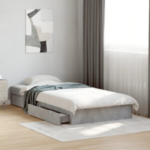 vidaXL Bedframe met lades bewerkt hout betongrijs 75x190 cm