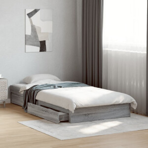vidaXL Bedframe met lades bewerkt hout grijs sonoma eiken 75x190 cm