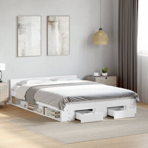 vidaXL Bedframe met lades bewerkt hout wit 160x200 cm