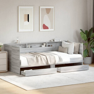 vidaXL Slaapbank met lades zonder matras 90x200 cm grijs sonoma eiken