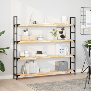 vidaXL Wandschappen 4 st zwevend 140x20x4 cm onbehandeld acaciahout