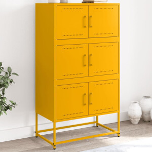 vidaXL Dressoir 68,5x38,5x123,5 cm staal mosterdgeel