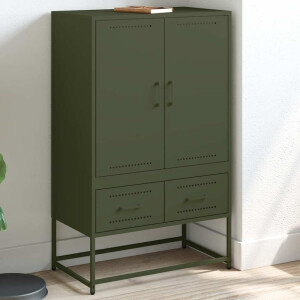 vidaXL Hoge kast 68x39x111,5 cm staal olijfgroen