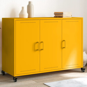 vidaXL Dressoir 100,5x39x72 cm staal mosterdgeel