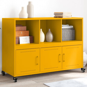vidaXL Dressoir 100,5x39x72 cm staal mosterdgeel