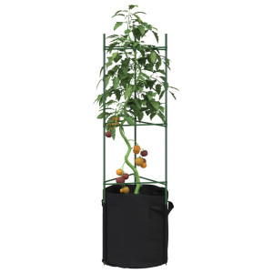 vidaXL Tomatenkooi met plantenzak 2 st 116 cm staal en polypropeen