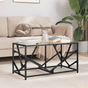 vidaXL Salontafel met transparant glazen blad 78,5x40x41 cm staal