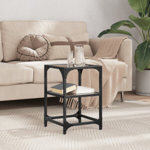 vidaXL Salontafel met zwart glazen blad 30x30x45 cm staal
