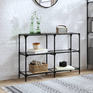 vidaXL Wandtafel met transparant glazen blad 118,5x30x81 cm staal