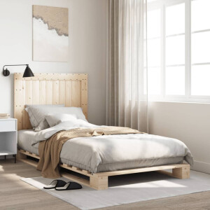 vidaXL Bedframe met hoofdbord massief grenenhout 100x200 cm
