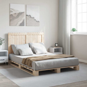 vidaXL Bedframe met hoofdbord massief grenenhout wit 140x200 cm