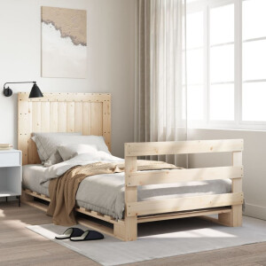 vidaXL Bedframe met hoofdbord massief grenenhout 100x200 cm