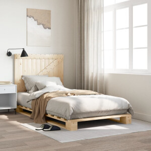 vidaXL Bedframe met hoofdbord massief grenenhout 100x200 cm