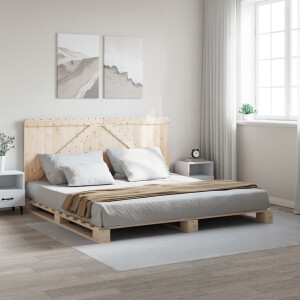 vidaXL Bedframe met hoofdbord massief grenenhout 200x200 cm