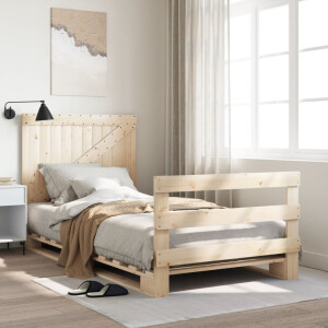 vidaXL Bedframe met hoofdbord massief grenenhout 100x200 cm