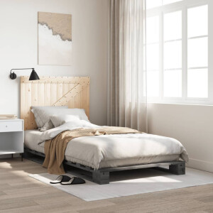 vidaXL Bedframe met hoofdbord massief grenenhout grijs 100x200 cm