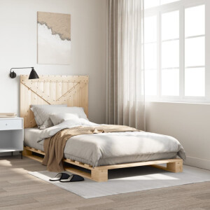 vidaXL Bedframe met hoofdbord massief grenenhout 100x200 cm