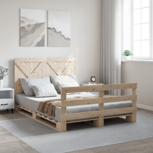 vidaXL Bedframe met hoofdbord massief grenenhout 160x200 cm