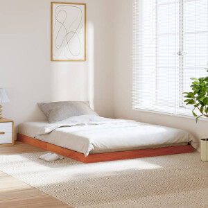vidaXL Bedframe massief grenenhout wasbruin 135x190 cm