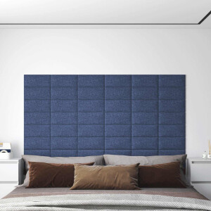 vidaXL Wandhoofdbord 12 pcs Blauw 30 x 15 cm Stof