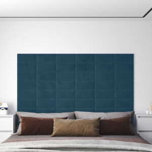 vidaXL Wandhoofdbord 12 pcs Blauw Fluweel