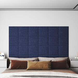 vidaXL Wandhoofdbord 12 pcs Blauw 30 x 30 cm Stof