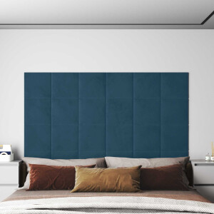 vidaXL Wandhoofdbord 12 pcs Blauw Fluweel