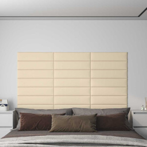 vidaXL Wandhoofdbord 12 pcs Crème 60 x 15 cm Stof