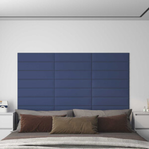 vidaXL Wandhoofdbord 12 pcs Blauw 60 x 15 cm Stof