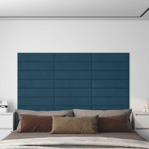 vidaXL Wandhoofdbord 12 pcs Blauw Fluweel