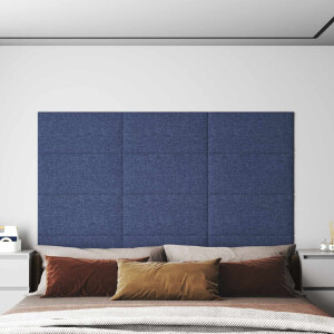 vidaXL Wandhoofdbord 12 pcs Blauw 60 x 30 cm Stof