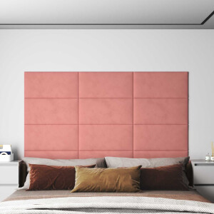 vidaXL Wandhoofdbord 12 pcs Roze Fluweel