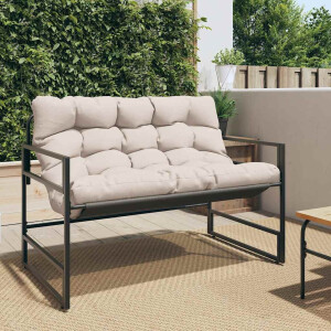 vidaXL Tuinbank met kussen 113 m staal taupe