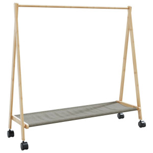 vidaXL Kledingrek met schappen en wielen 106x34x106,5 cm bamboe