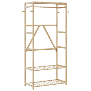 vidaXL Kledingrek met schappen 80x40x175 cm bamboe