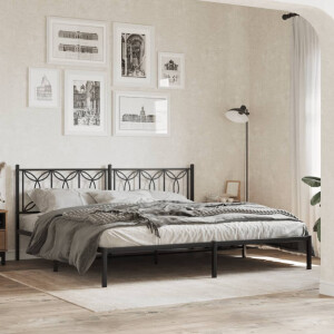 vidaXL Bedframe met hoofdbord metaal zwart 193x203 cm