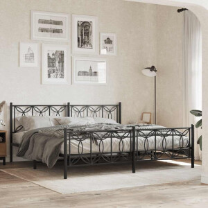 vidaXL Bedframe met hoofd- en voeteneinde metaal zwart 193x203 cm